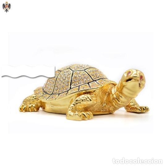 Nuevo: TORTUGA CAJA FABERG&Eacute; CAJA ESMALTADA CON CRISTAL CHECO. 8 X 6 CMS