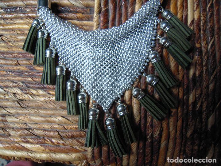 Nuevo: Collar plateado y verde tipo babero - Foto 2