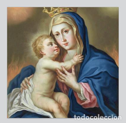 Nuevo: Placa madera 15x15 de Virgen con el ni&ntilde;o Jes&uacute;s