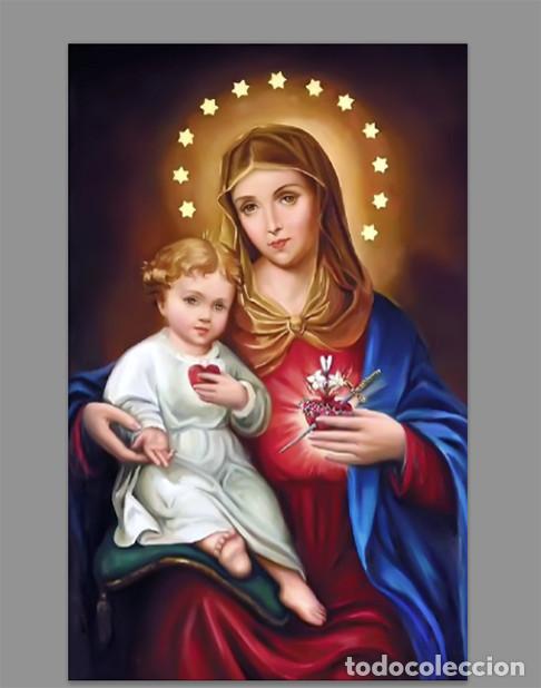 Nuevo: Placa madera 20x30 del Sagrado Coraz&oacute;n de Mar&iacute;a - Foto 1