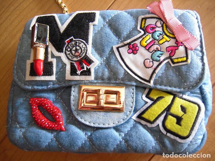 Nuevo: Bolso guateado denim con parches y cadena - Foto 3