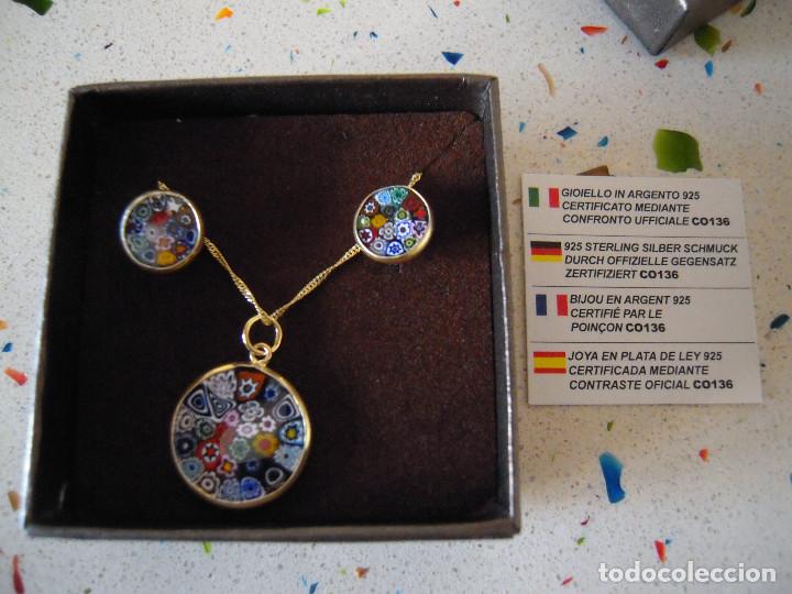 Nuevo: Conjunto colgante y pendientes plata tipo murano - Foto 1