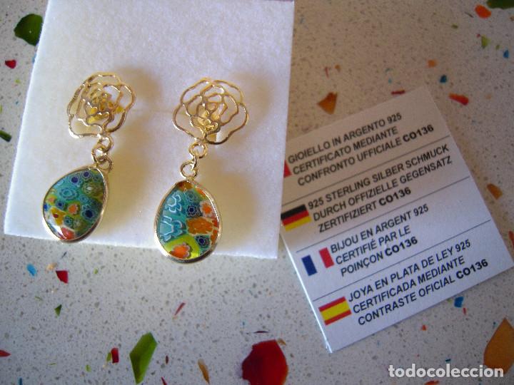 Nuevo: Pendientes plata flor y murano - Foto 4