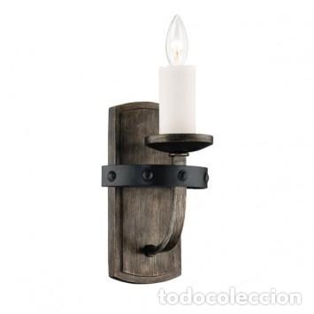 Nuevo: aplique de hierro y madera,, rustico ,,, apli365