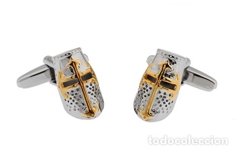 Neuf: Gemelos para camisa Yelmo Casco Templario Cruz Dorada