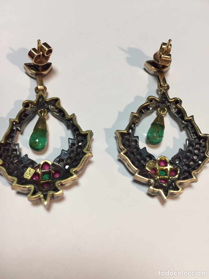 Nuevo: Pendientes de oro,diamantes,esmeraldas,rub&iacute;es. - Foto 5