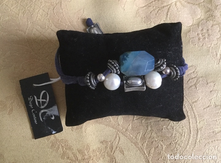 Nuevo: PULSERA PERLAS, &Aacute;GATA AZUL, PLATA Y RODIO - Foto 1