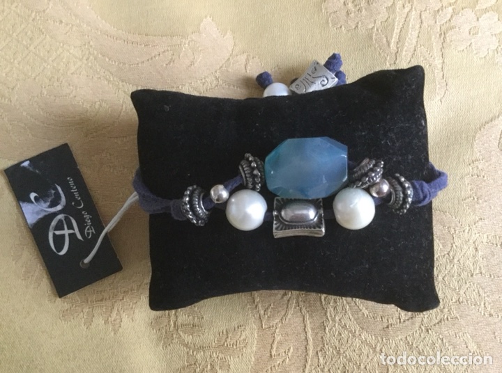 Nuevo: PULSERA PERLAS, &Aacute;GATA AZUL, PLATA Y RODIO - Foto 3