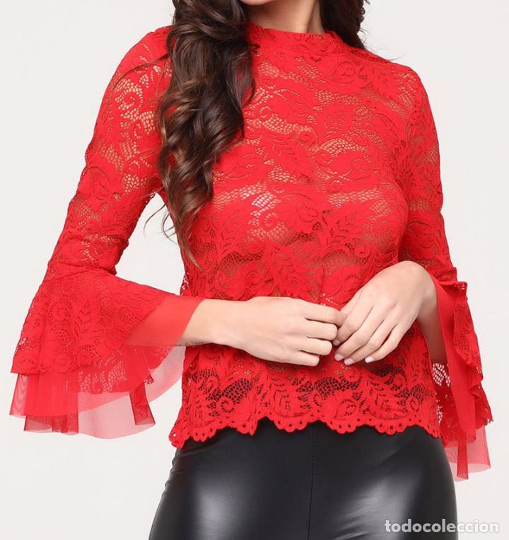 Integrar Cambiarse de ropa puntada blusa de encaje roja talla m (38) - Compra venta en todocoleccion