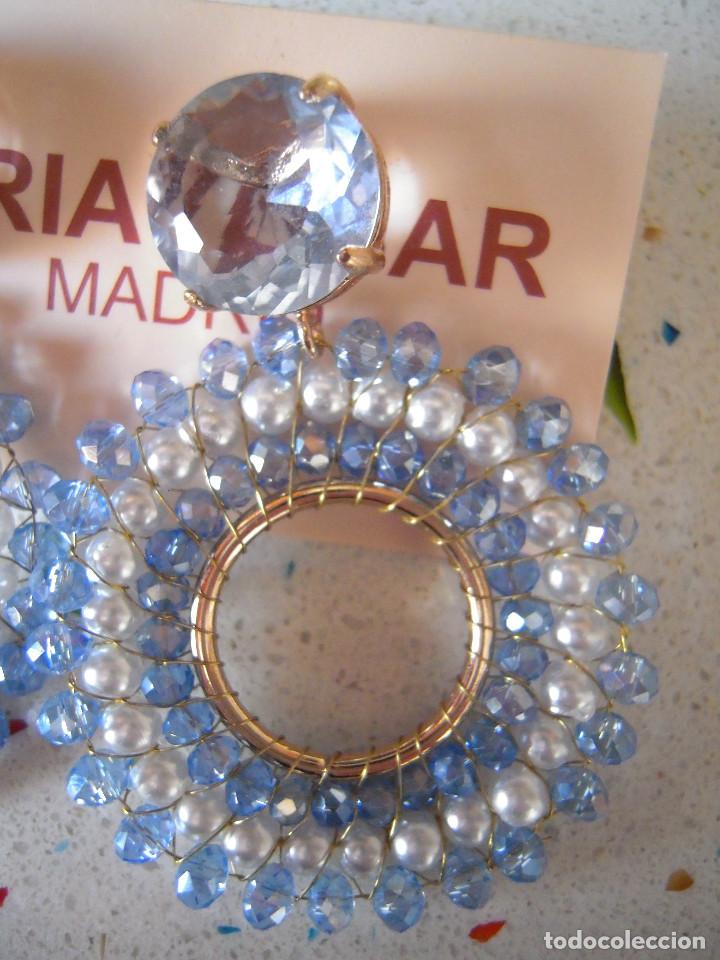 Nuevo: Pendientes aros azules y perlas - Foto 2