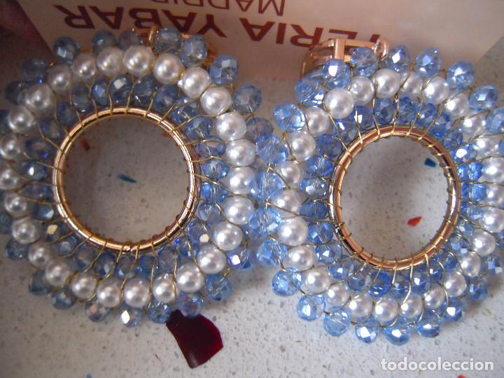 Nuevo: Pendientes aros azules y perlas - Foto 4
