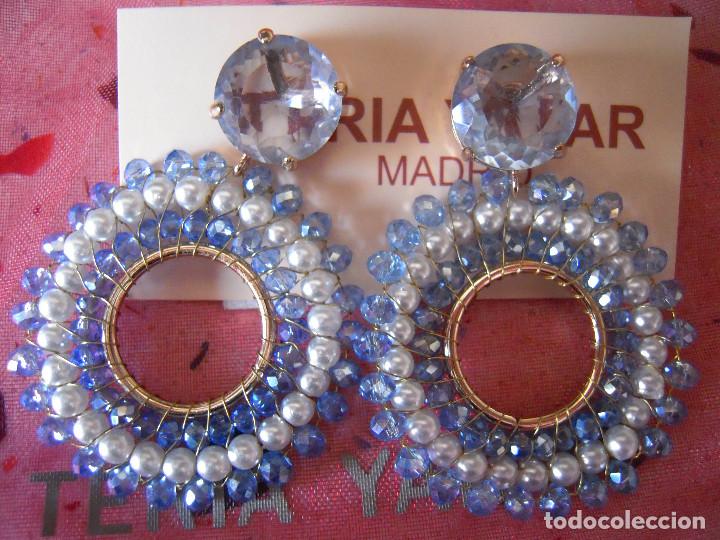 Nuevo: Pendientes aros azules y perlas - Foto 5