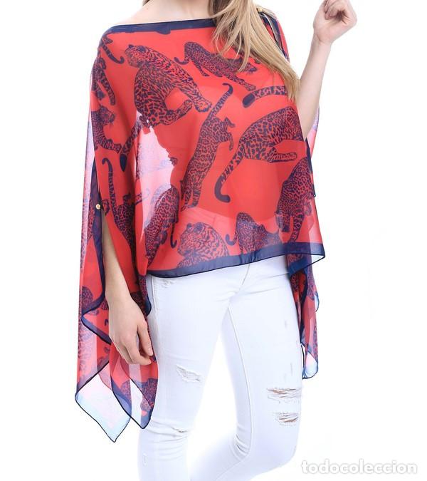 Nuevo: Caft&aacute;n rojo estampado leopardos azules - Foto 1