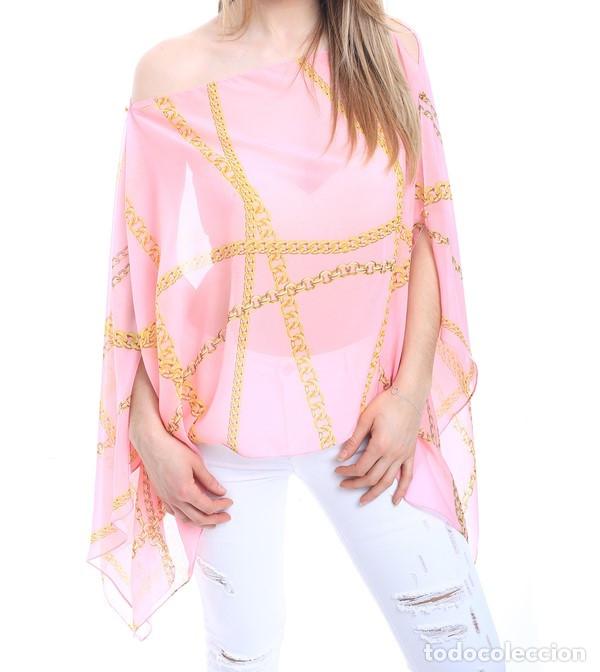 Nuevo: Caft&aacute;n rosa estampado cadenas doradas - Foto 1