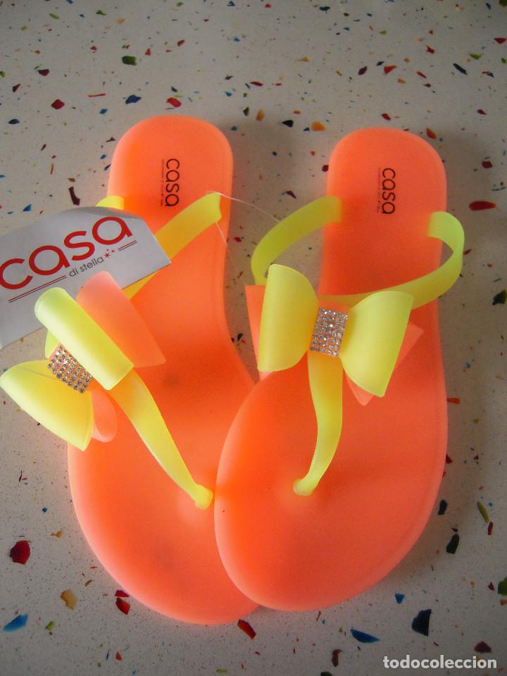 Nuevo: Chancleta naranja y amarillo fl&uacute;or talla 39 - Foto 1