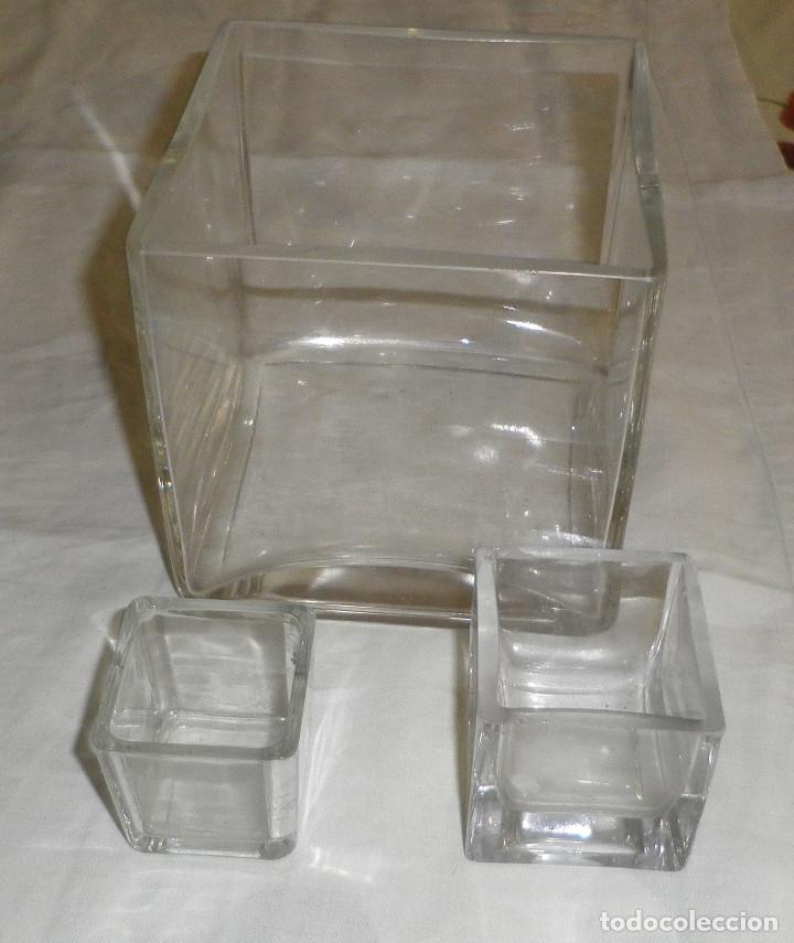 Nuevo: tres jarrones de cristal cuadrados varias medidas