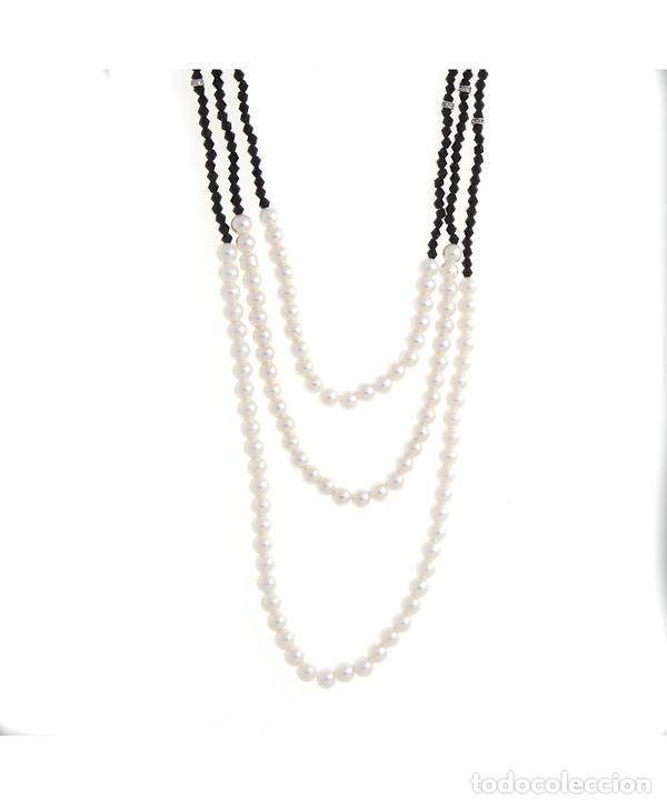 Nuevo: Collar triple tipo perlas y piezas negras - Foto 8