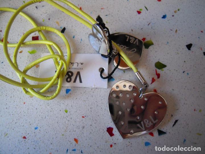 Nuevo: Collar verde corazones acero V&L - Foto 2