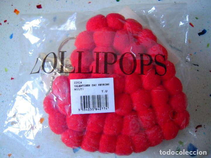 Nuevo: Llavero rojo coraz&oacute;n pompones - Foto 4