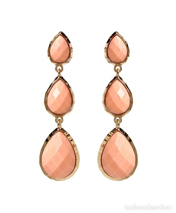 Nuevo: Pendientes tres gotas rosa melocot&oacute;n - Foto 1