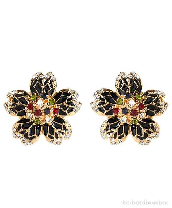 Nuevo: Pendientes flor negra y multicolor - Foto 1