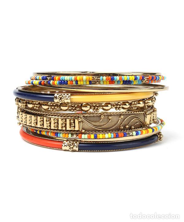 Nuevo: Conjunto diez pulseras tipo brazalete multicolor - Foto 1