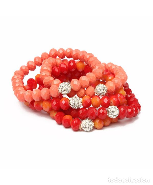 Nuevo: Conjunto cinco pulseras coral-melocot&oacute;n - Foto 1