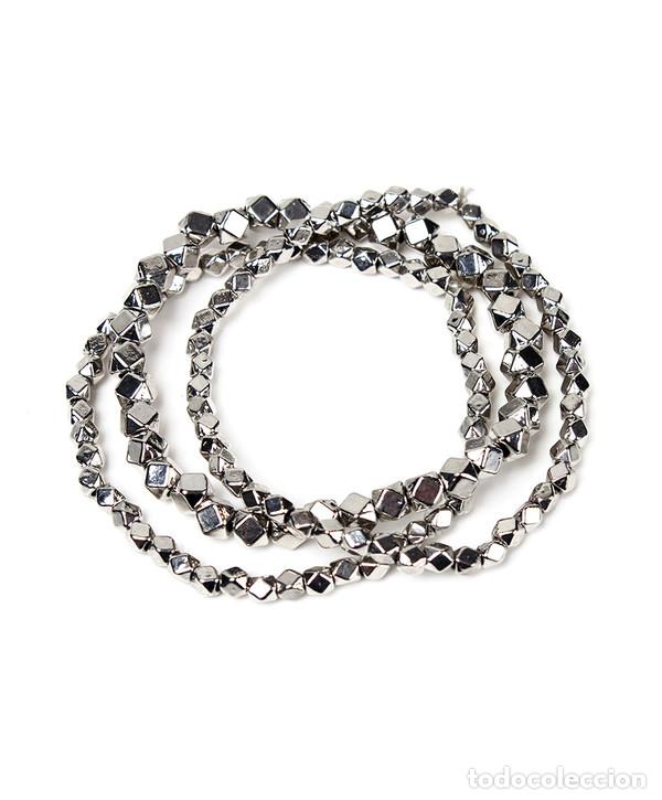 Nuevo: Conjunto tres pulseras lat&oacute;n plateado - Foto 1