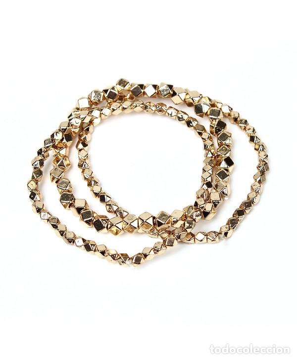 Nuevo: Conjunto tres pulseras lat&oacute;n dorado - Foto 1