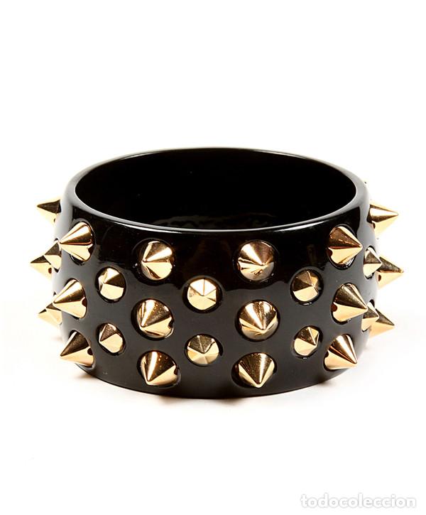 Nuevo: Pulsera r&iacute;gida negra y lat&oacute;n dorado - Foto 1