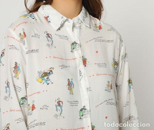 Nuevo: Camisa blanca estampado multicolor talla 40/M - Foto 3
