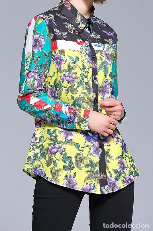 Nuevo: Camisa multicolor flores y mariposas talla M - Foto 6