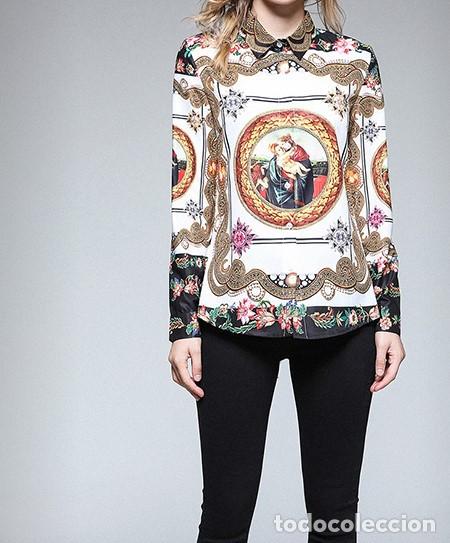Nuevo: Camisa estampada Virgen y ni&ntilde;o talla L - Foto 1