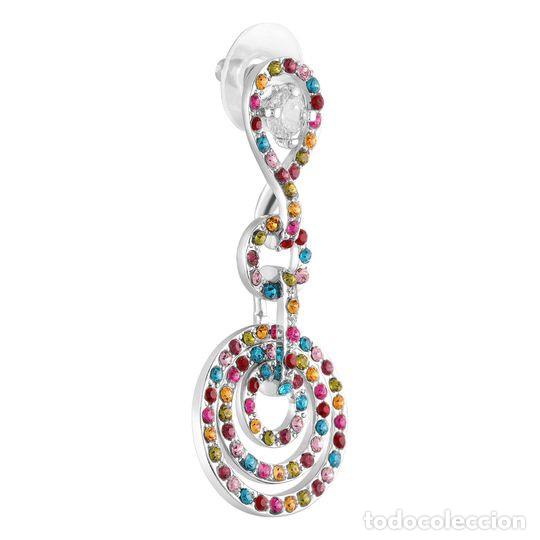 Nuevo: Pendientes rodio c&iacute;rculos y cristales multicolores - Foto 2