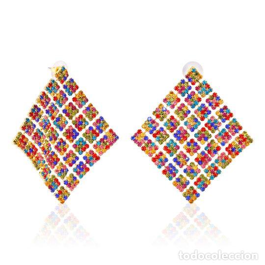 Nuevo: Pendientes grandes dorados y multicolores - Foto 1