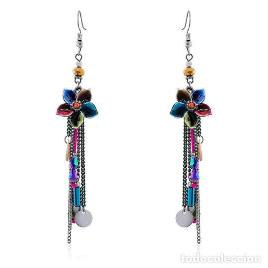 Nuevo: Pendientes largos flor multicolores - Foto 1