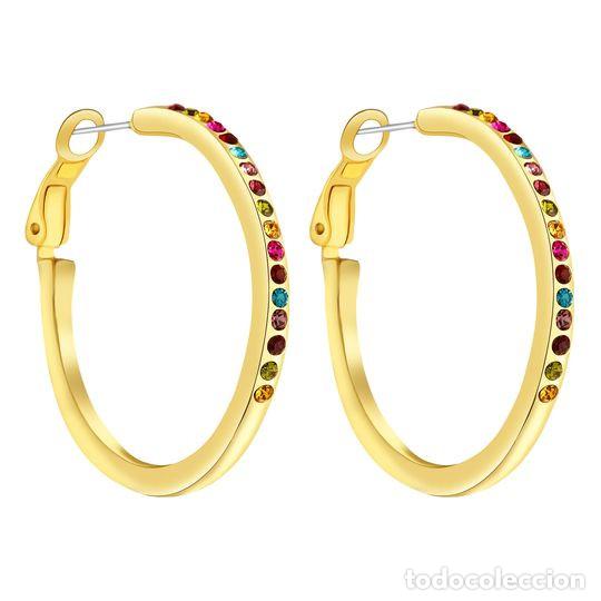Nuevo: Pendientes aro dorado multicolores - Foto 1