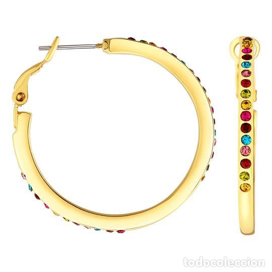 Nuevo: Pendientes aro dorado multicolores - Foto 2