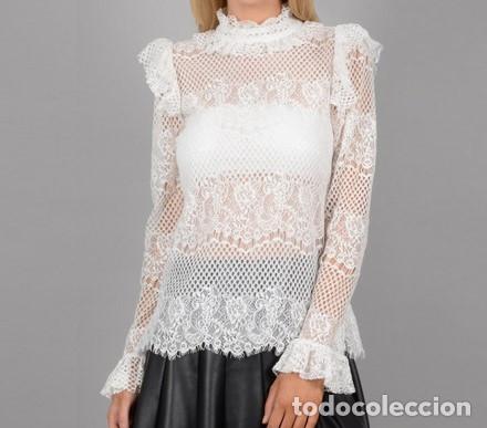 Nuevo: Top blanco de encaje manga larga talla M (40) - Foto 1