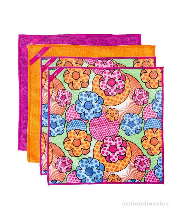 Nuevo: Pack cuatro bayetas microfibra flores y lisas - Foto 1