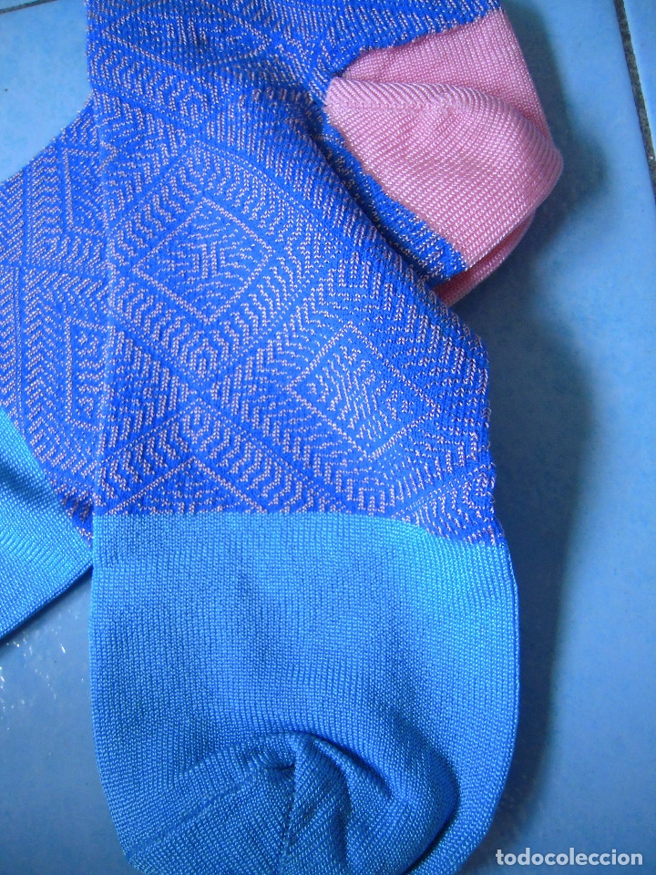 Nuevo: Calcet&iacute;n mujer azul y rosa estampado - Foto 2