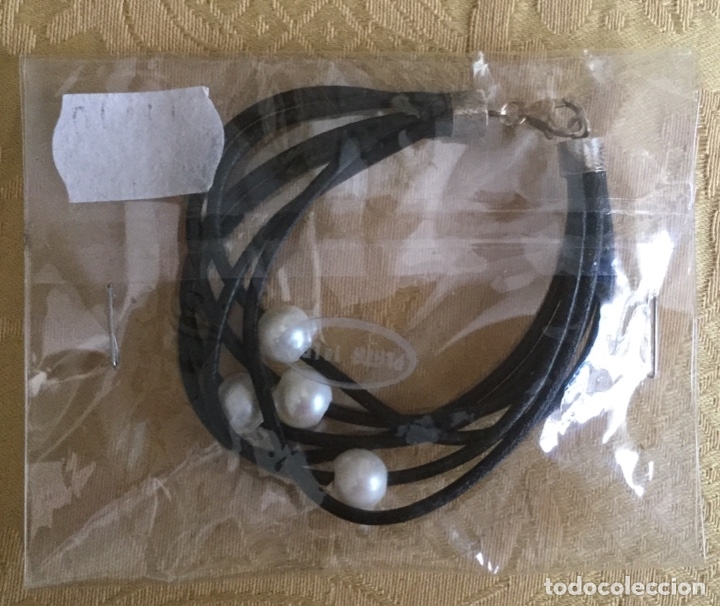 Nuevo: PULSERA DE CUERO, PERLAS NATURALES Y PLATA DE LEY - Foto 1