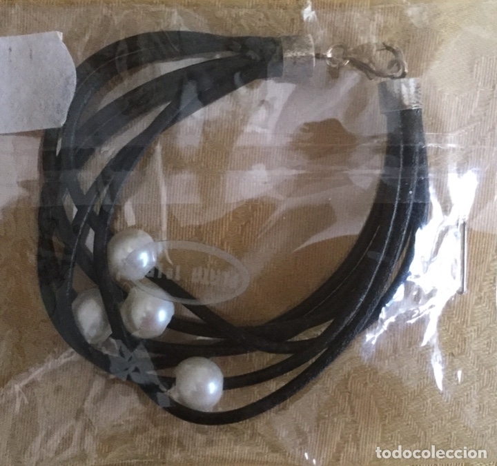 Nuevo: PULSERA DE CUERO, PERLAS NATURALES Y PLATA DE LEY - Foto 3