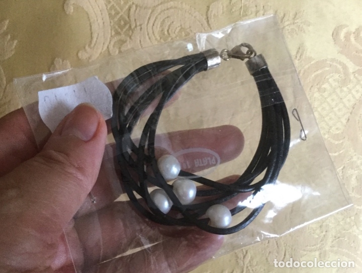 Nuevo: PULSERA DE CUERO, PERLAS NATURALES Y PLATA DE LEY - Foto 4