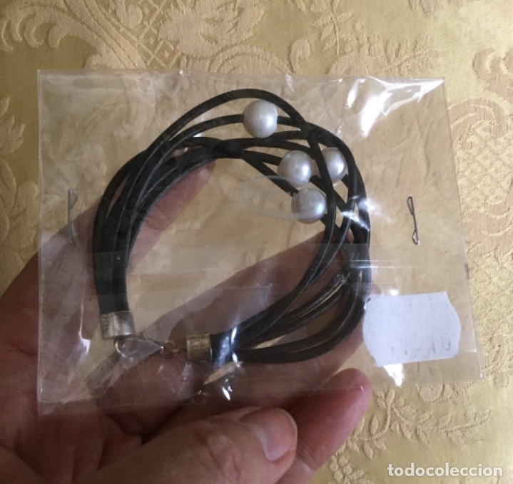 Nuevo: PULSERA DE CUERO, PERLAS NATURALES Y PLATA DE LEY - Foto 6