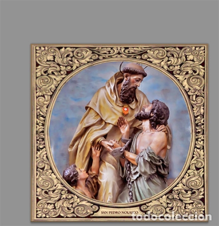 Nuovo: Azulejo 20x20 de San Pedro Nolasco(fundador de la O. de la Bienaventurada Virgen Mar&iacute;a de la Merced)