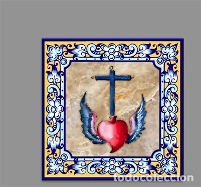Nuevo: Azulejo 20x20 con un coraz&oacute;n y cruz - Foto 1