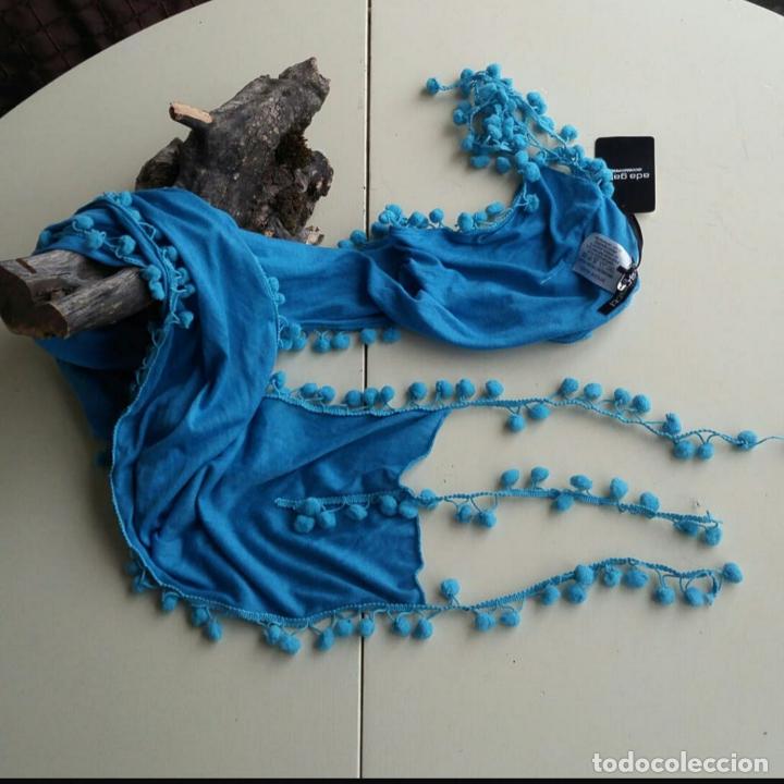 Nuevo: Fular azul borlas. Nuevo - Foto 1