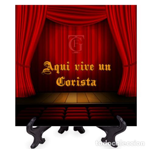 Nuovo: Azulejo 20x20 con iniciales del Gran Teatro Falla de C&aacute;diz y el texto Aqui vive un Corista