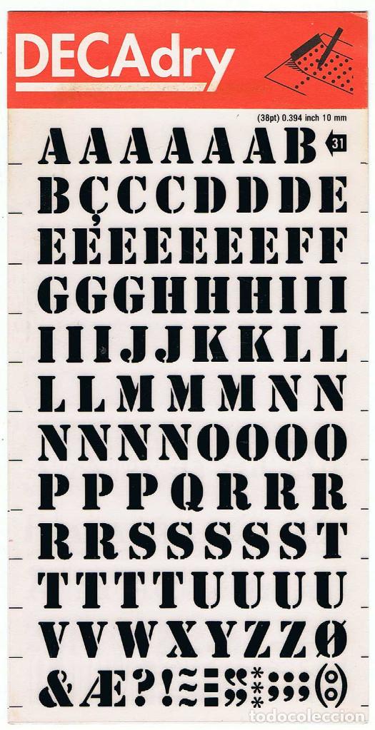 Novo: Decadry. Letras transferibles N&ordm; 31 (38 pt) 10 mm. Lote de 4 hojas